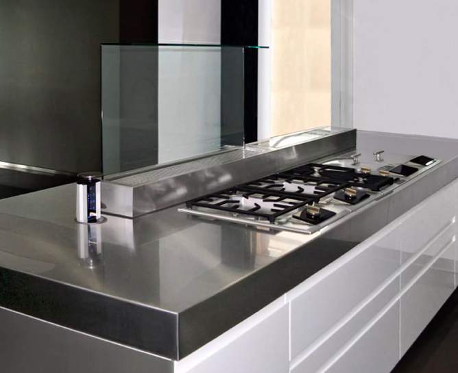 stainless steel kitchen countertop