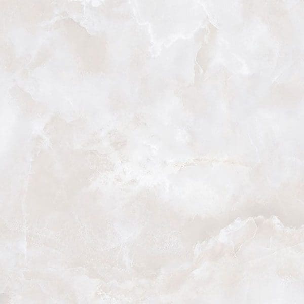 Close-up of a smooth porcelain slab installation with subtle white and beige veining patterns.