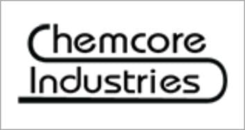 Logo of countertop company Chemcore Industries featuring black text inside a stylized oval line.