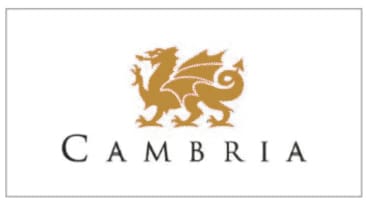 Cambria logo for luxury quartz countertop and surface materials.