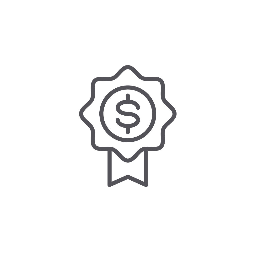 Pricing badge icon with dollar symbol representing transparent countertop and flooring estimates for home renovation projects
