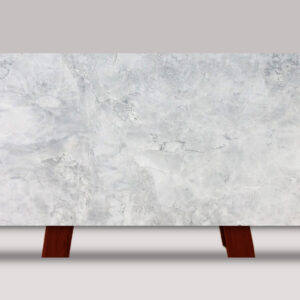 Full slab of Super White marble featuring soft gray movement, layered natural patterns, and a sophisticated light-toned surface.