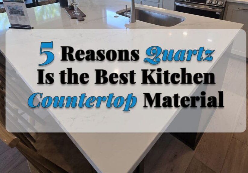 White quartz kitchen island countertop with an undermount sink, waterfall edge design, and clean contemporary kitchen finishes.