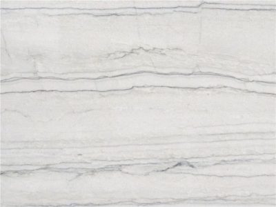 Close-up of Luce Di Luna quartzite highlighting its bright white background, soft gray linear veining, and subtle natural texture.